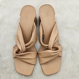 Everlane The Day Twist Heel Tan Nappa Leather Block Heel Sandal - Women’s 9.5